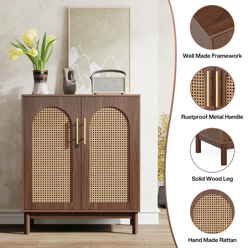 Accent Rattan Storage Cabinet with Doors