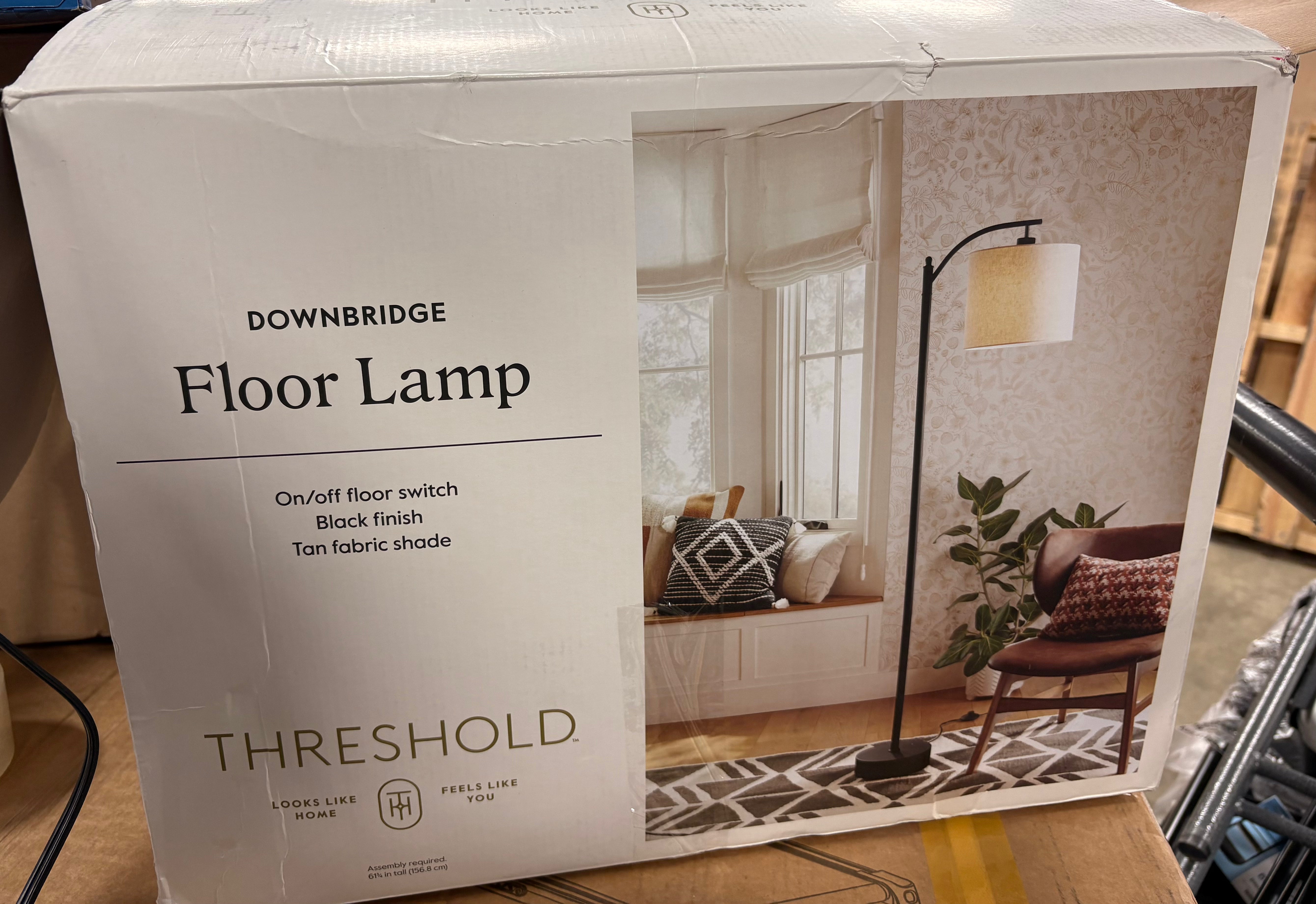 Downbridge Floor Lamp with Shade Black/Tan - Ambient Light, – Salvage ...