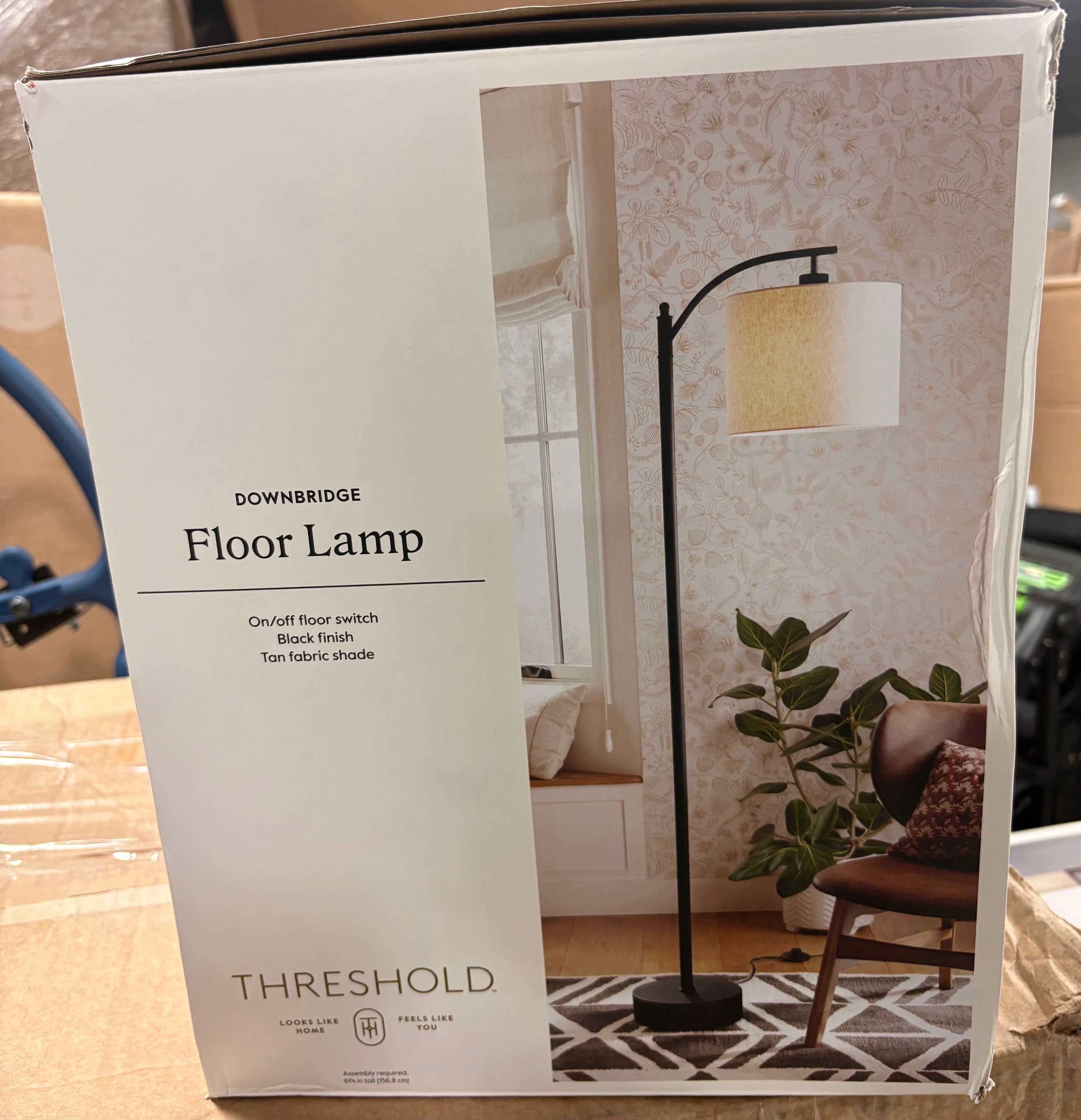 Downbridge Floor Lamp with Shade Black/Tan – Salvage & Co Indy