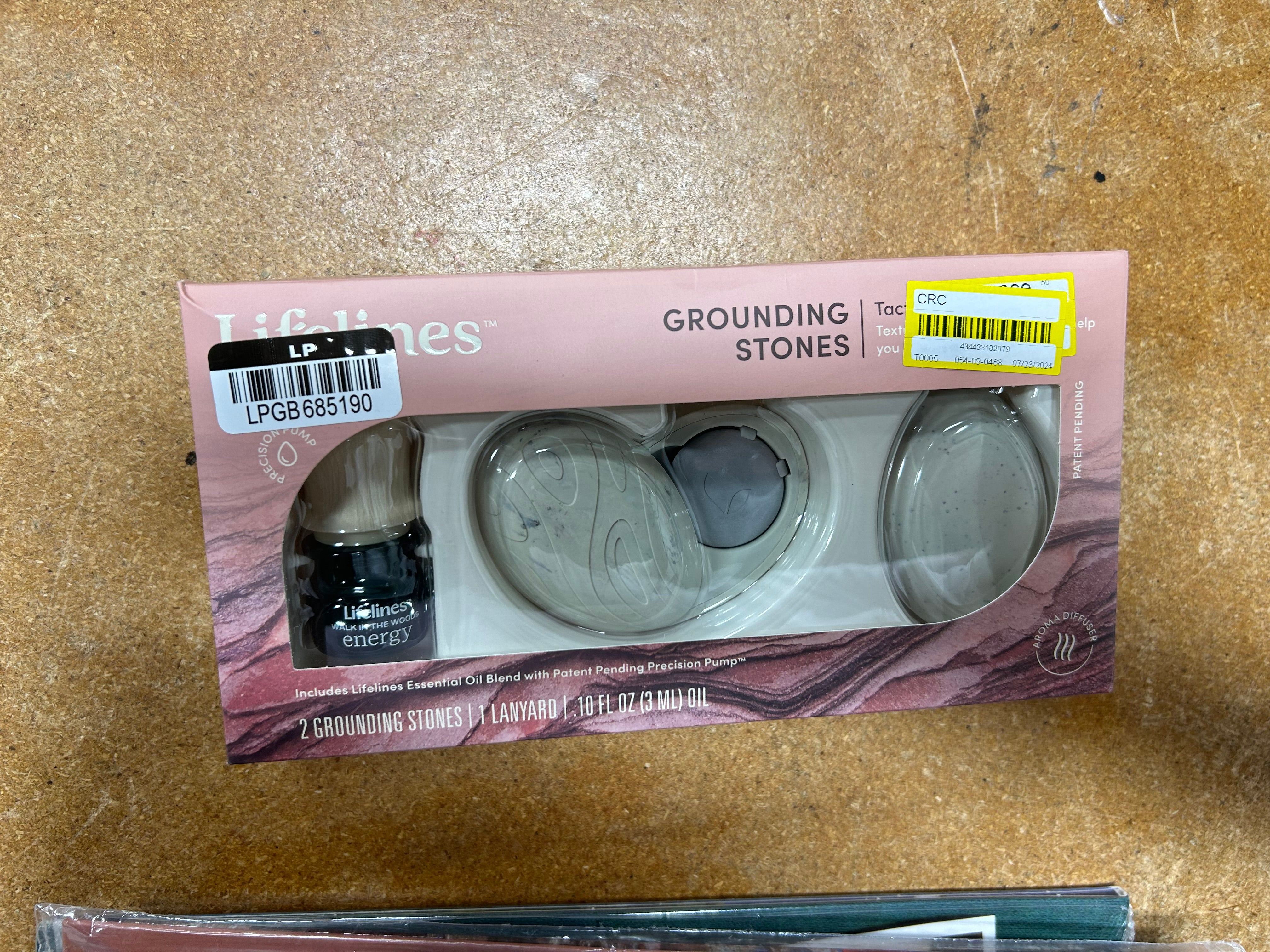 2pk Grounding Stones - Tactile Collection plus Essential Oil Blend: Sensory Aromatherapy, Passive Diffuser Set