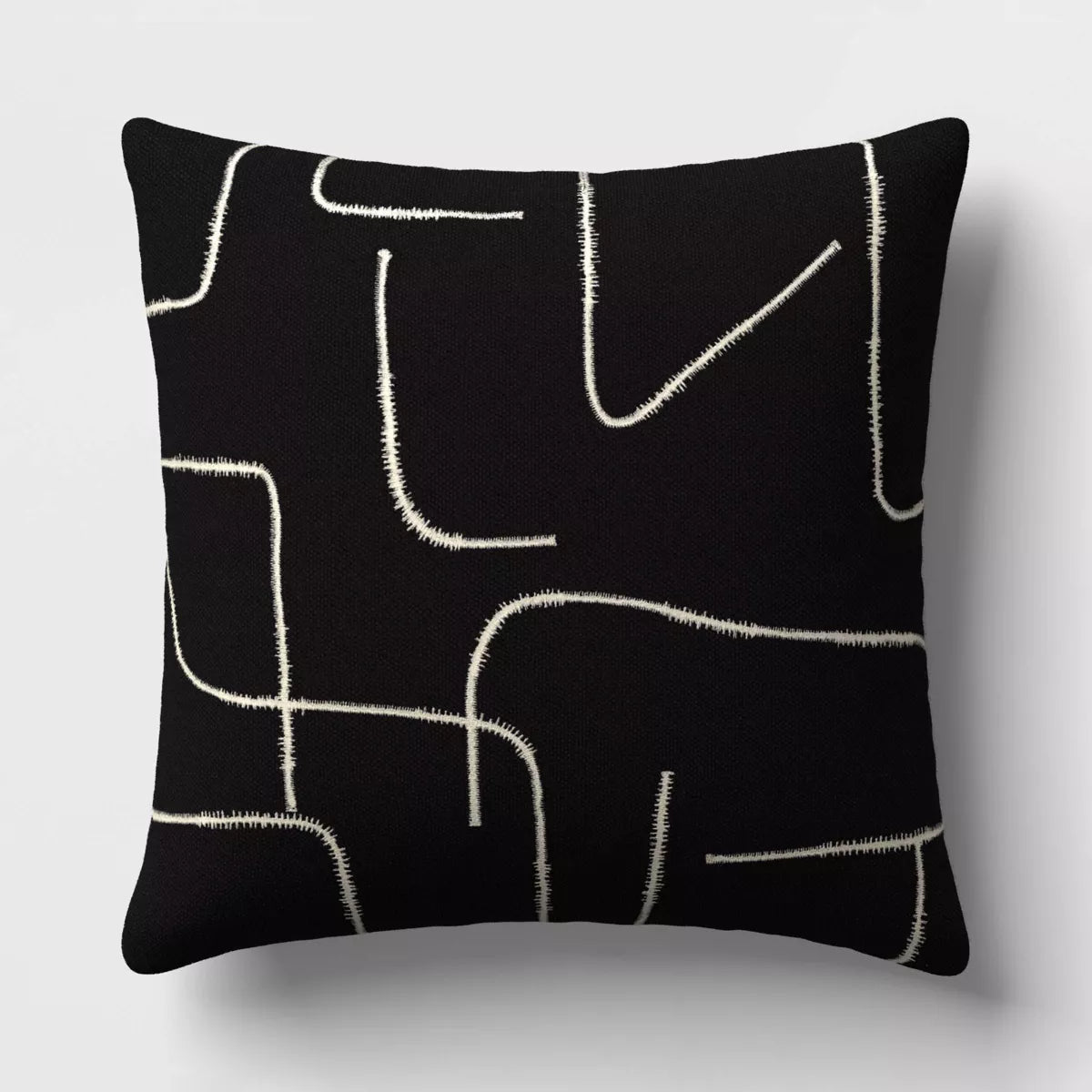 18"x18" Abstract Lines Square Outdoor Throw Pillow - Black SHOWROOM ITEM