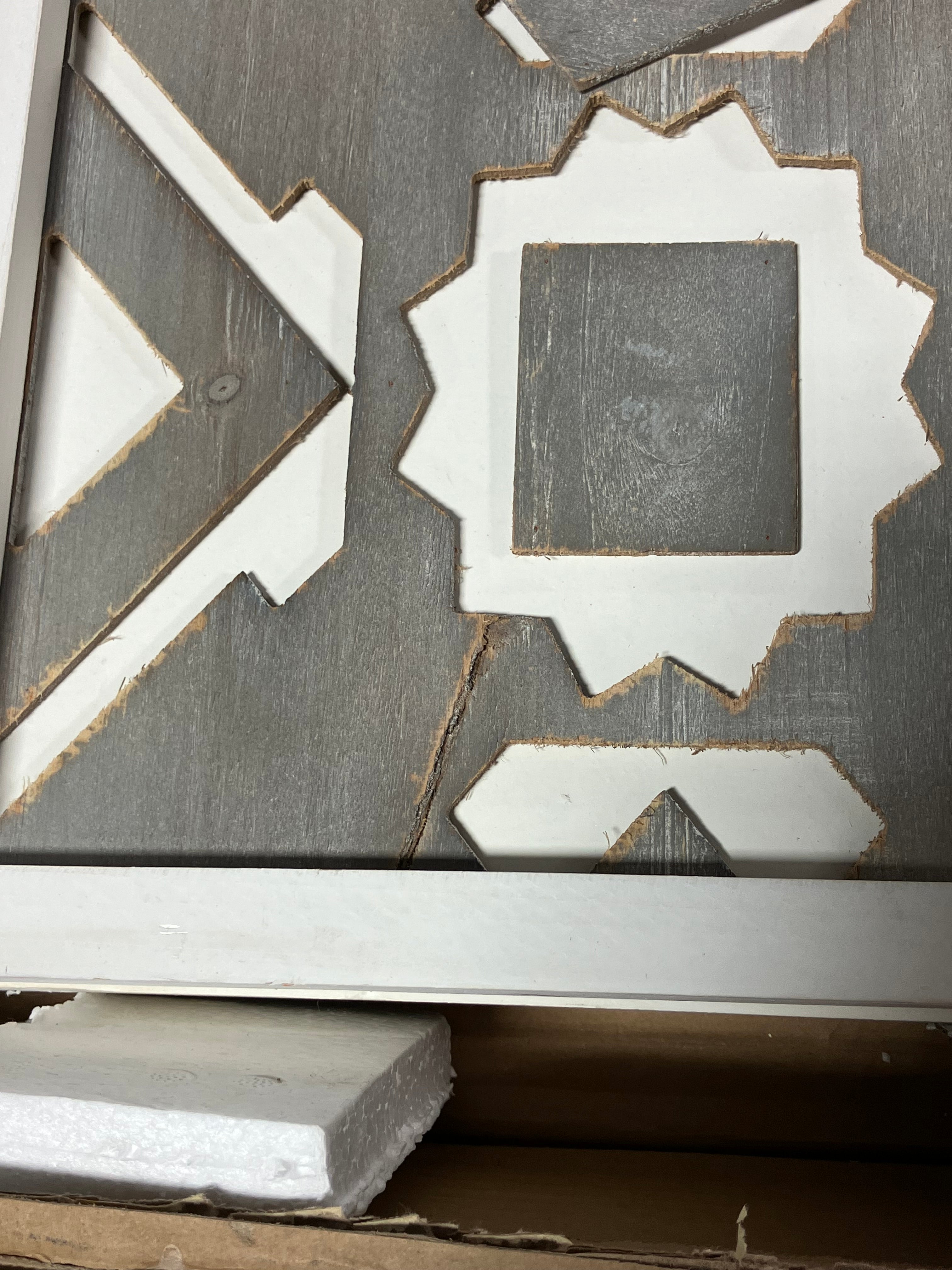 3 Piece Gray Two-tone Geometric Wood Wall Décor Set