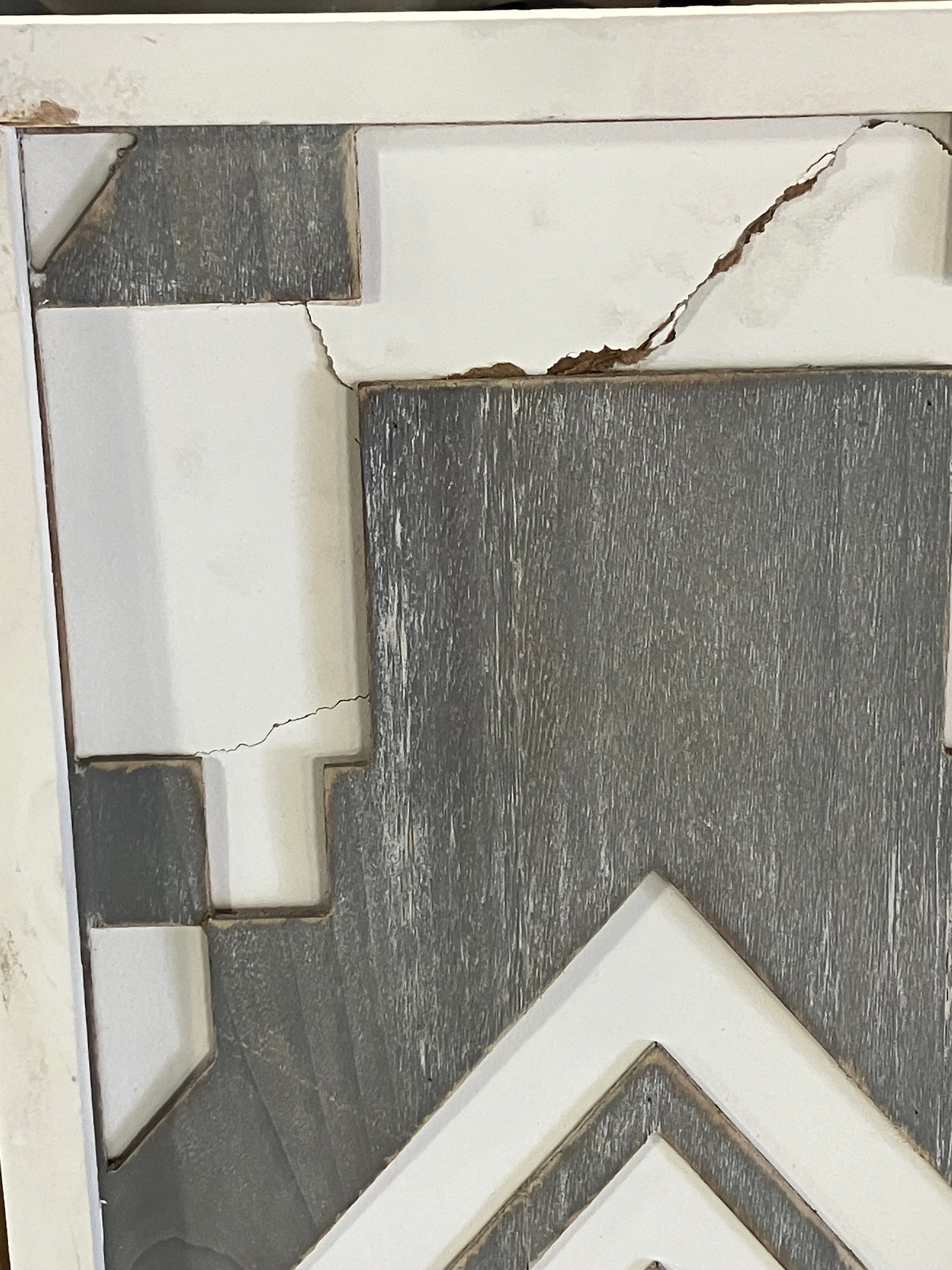 3 Piece Gray Two-tone Geometric Wood Wall Décor Set