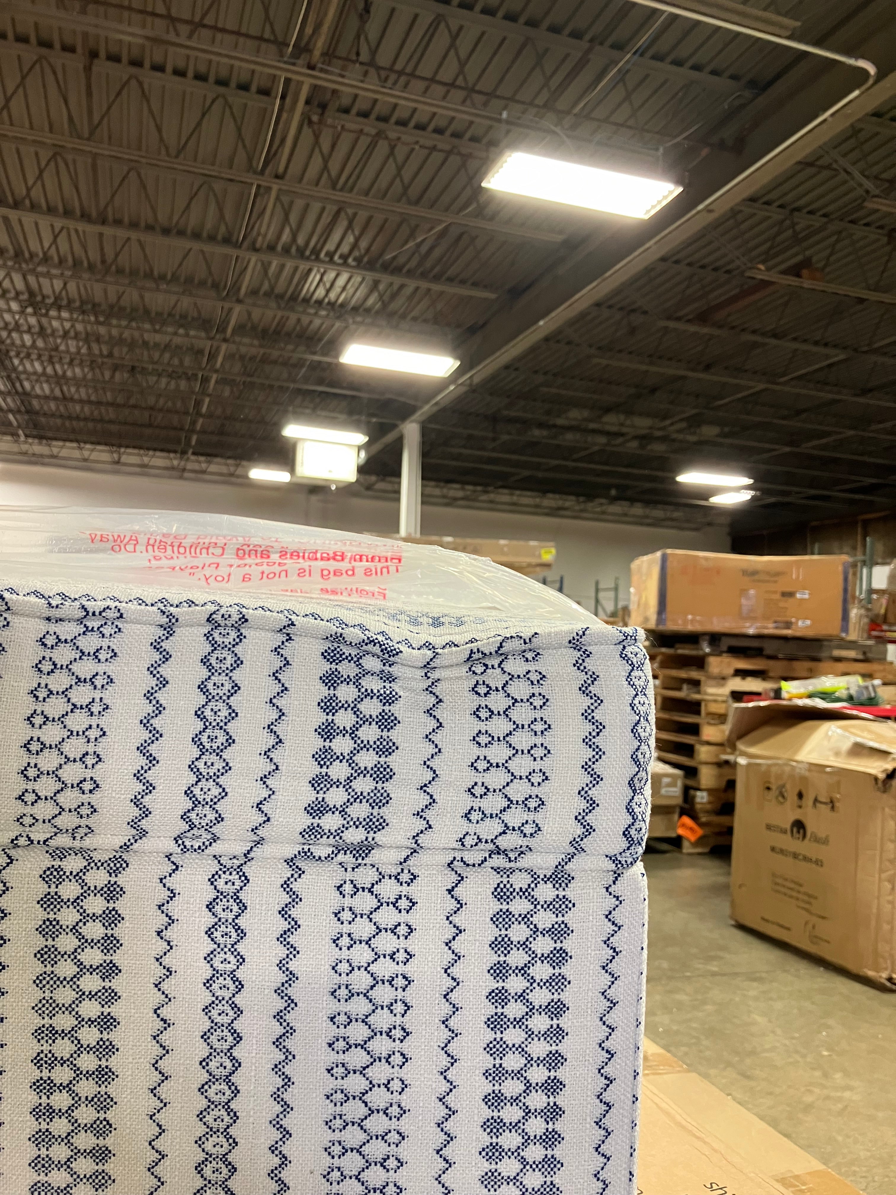 Birkerod Square Lift-off Storage Ottoman - Blue and White Stripe