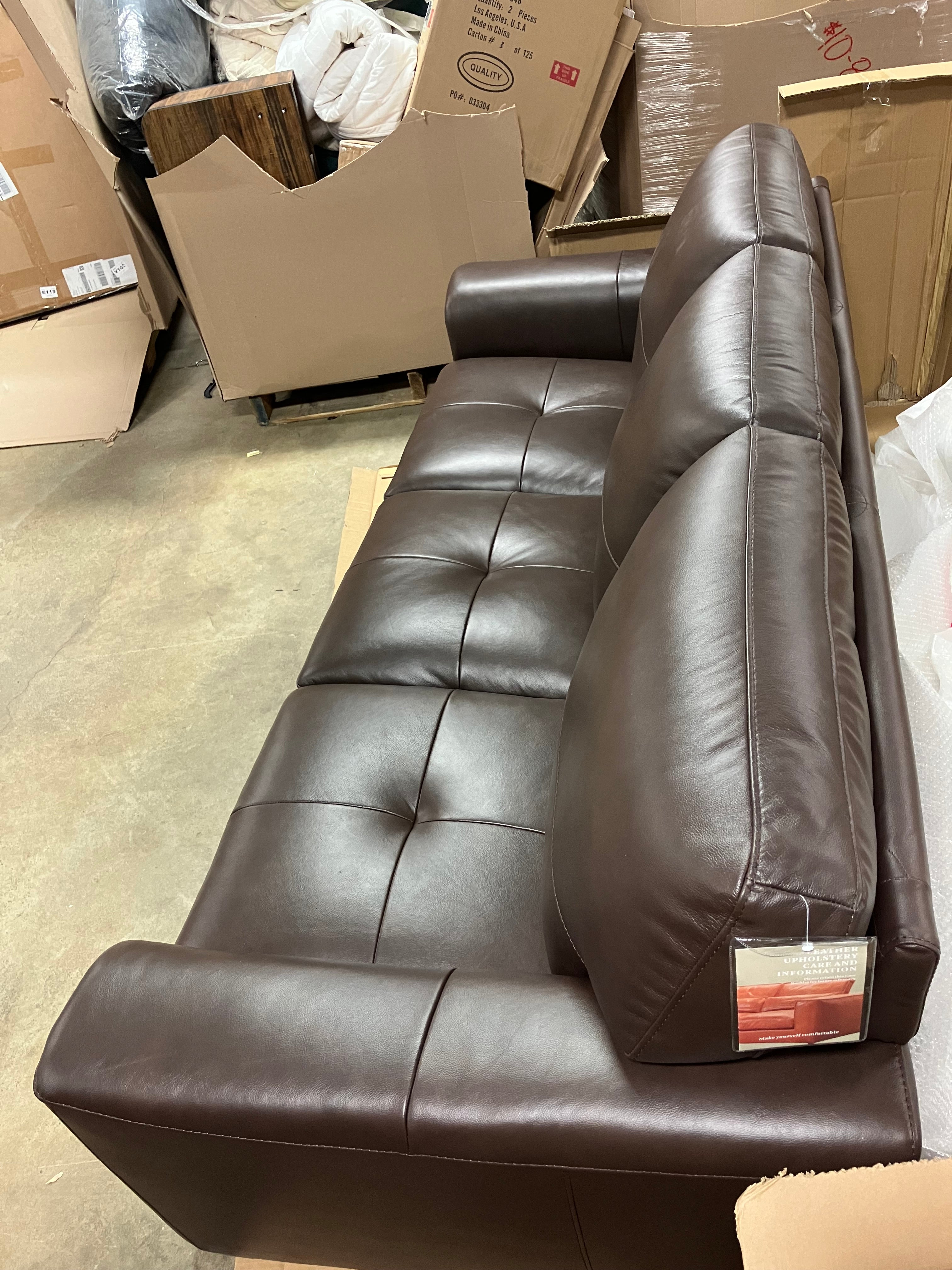 Bergen Genuine Leather Square Arm Sofa - Armen Living