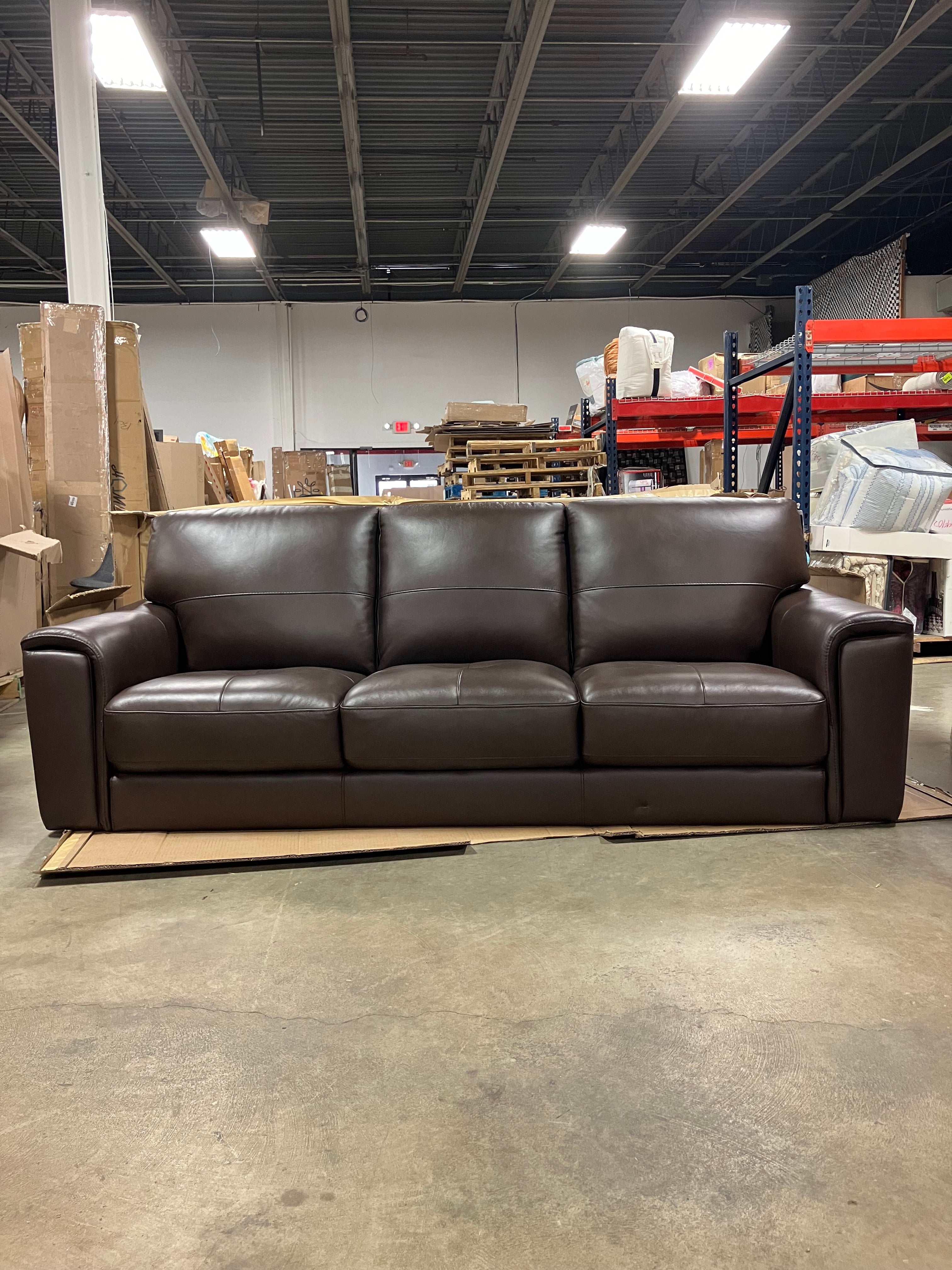 Bergen Genuine Leather Square Arm Sofa - Armen Living