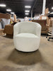 Bella Swivel Barrel Chair,2 Size Soft Touch Upholstered White Teddy Swivel Chair, Armrest 360° Swivel Nursery Chair