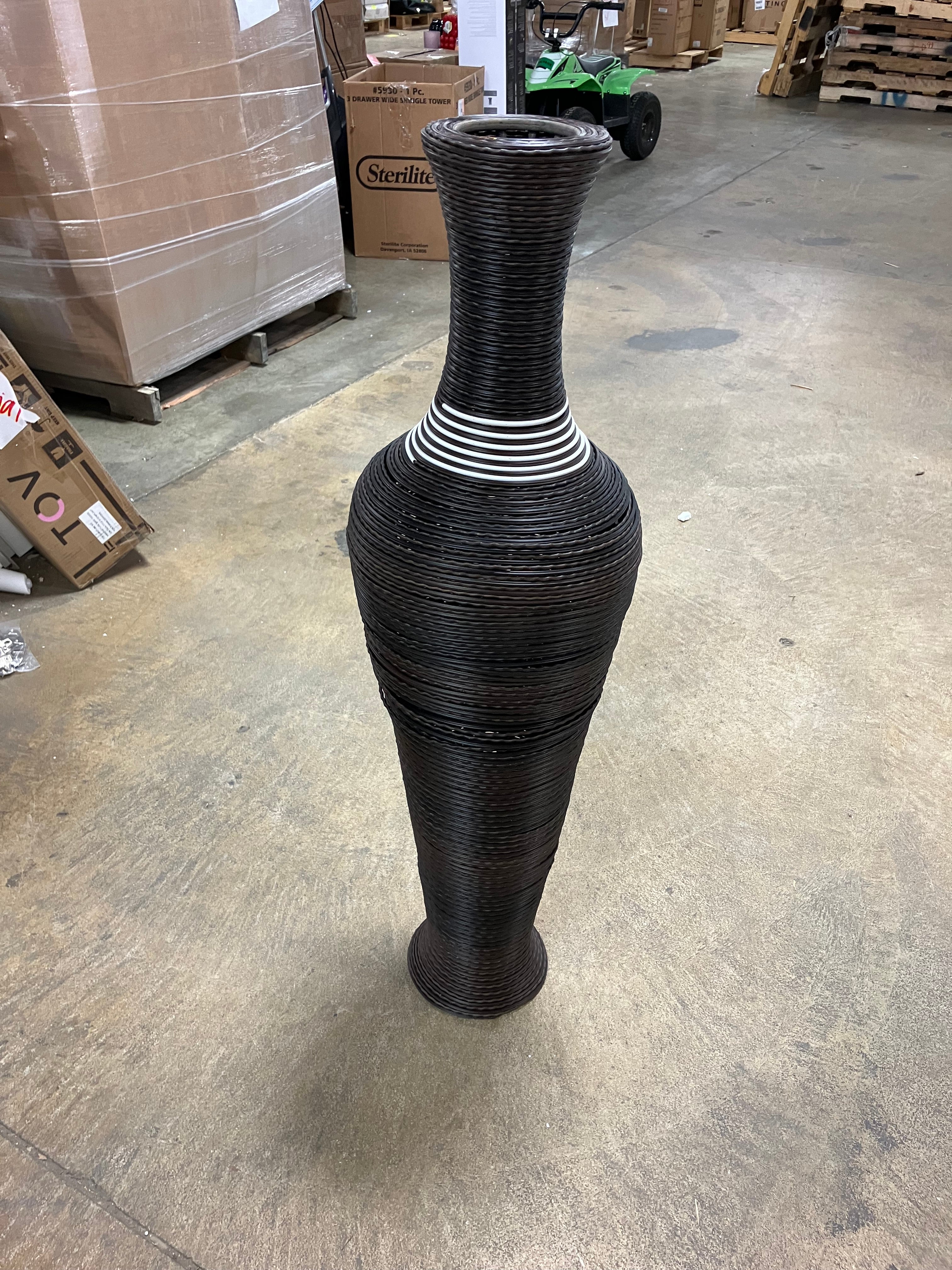 Black Tall Decorative Floor Vase, Modern Unique Vase, Freestanding PVC Large Floor Vase, Large Flower Holder for Living Room or Hallway