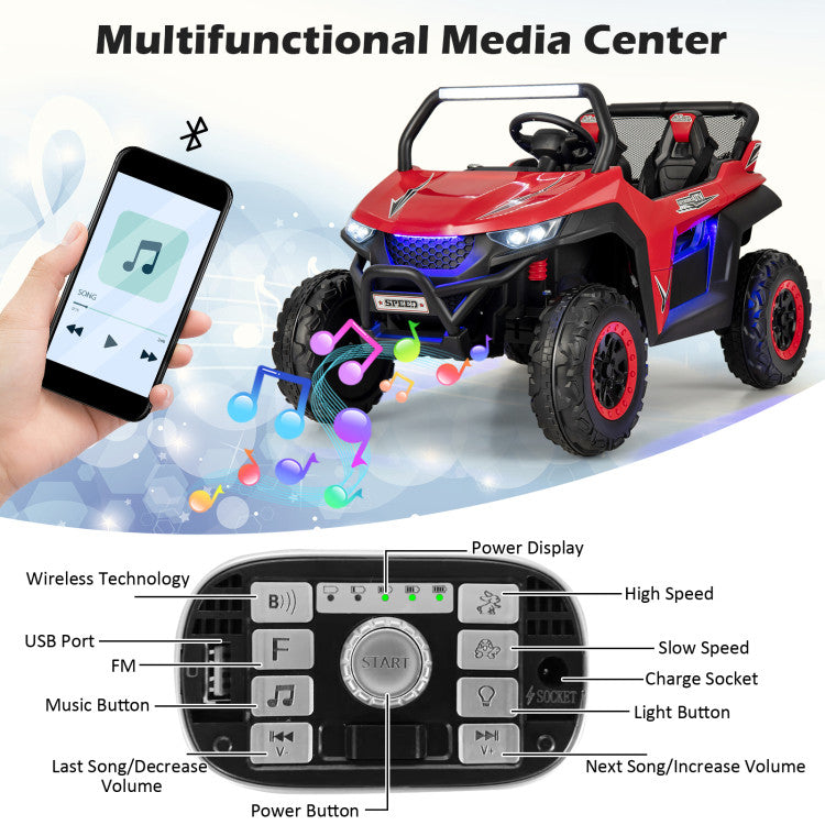 12V 2-Seater Kids Ride on UTV with Slow Start Function and Music Player