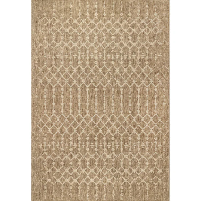 Grayson Beige Moroccan Trellis Indoor/Outdoor Patio Area Rug