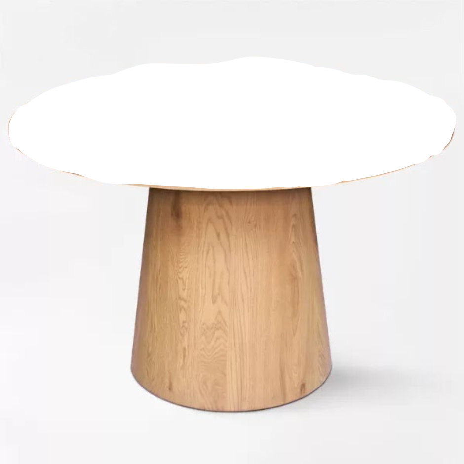 46" Grain Paper Round Top Pedestal Dining Table Natural base, White top 2 boxes