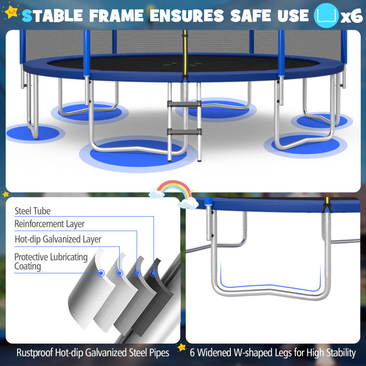 Outdoor Trampoline Bounce Combo with Safety Closure Net Ladder 2-BOXES