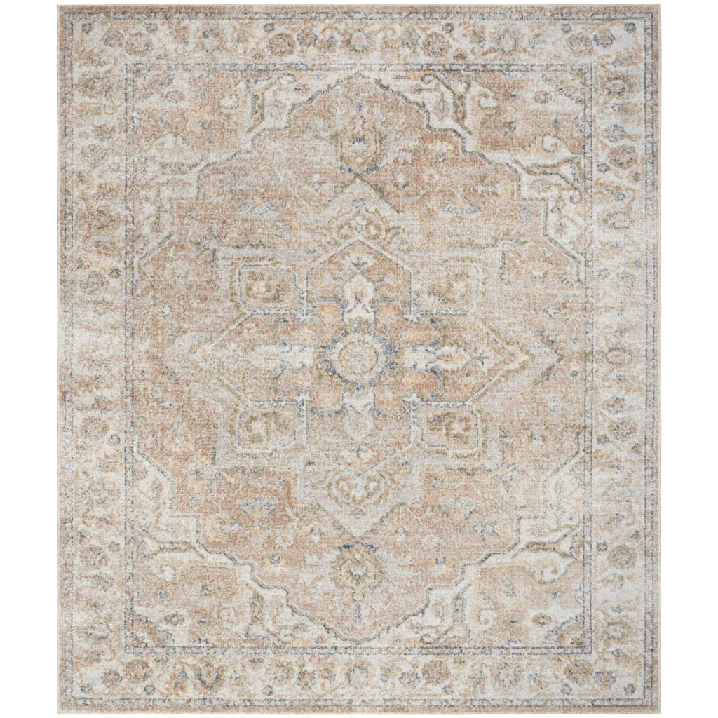 Power Loomed Persian Rug with Faded Beige Floral Design 4'x6'