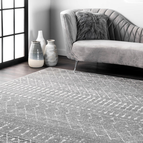 Blythe Modern Moroccan Trellis Dark Gray Area Rug