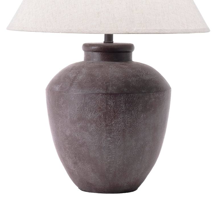 Lindos Gray Resin Contemporary Table Lamp with Shade