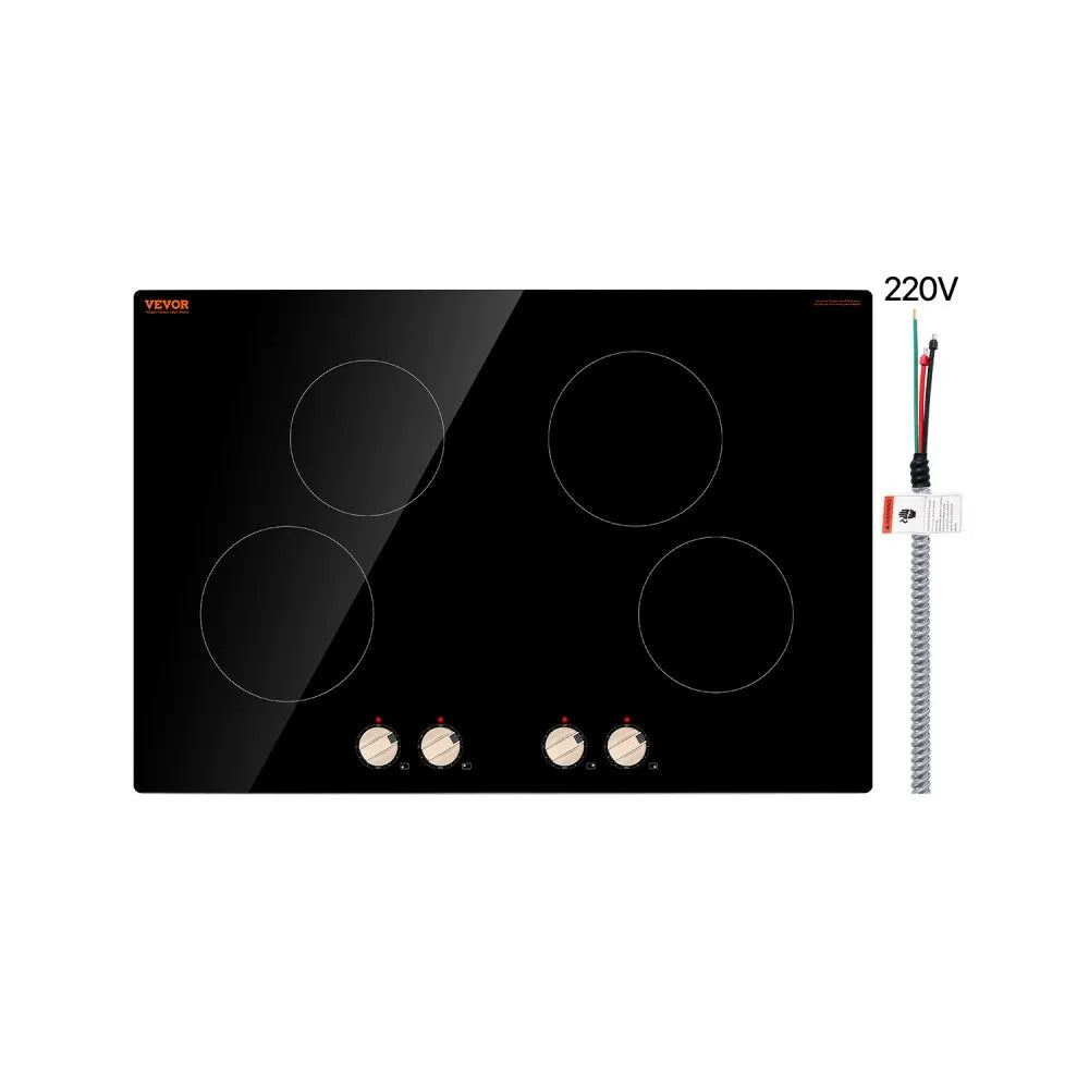 Induction Cooktop, Electric Countertop Burner, 4 Burner Knob Control Stove