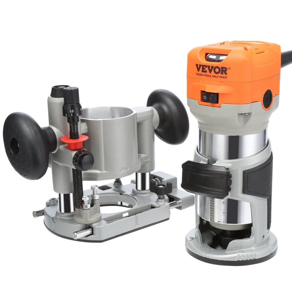 Wood Router, Compact Wood Trimmer Router Combo Tool with Plunge and Fi ...