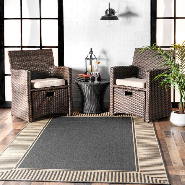 Asha Simple Border Indoor/Outdoor Area Rug 8'x10'