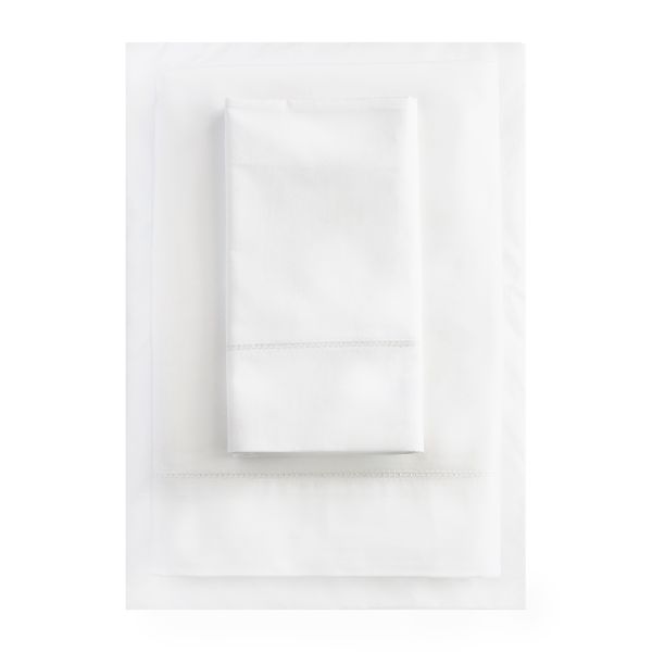 Cotton Percale Pillowcase (Pair) White Hemstitch King