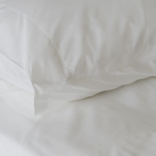 Cotton Percale Pillowcase (Pair) White Hemstitch King