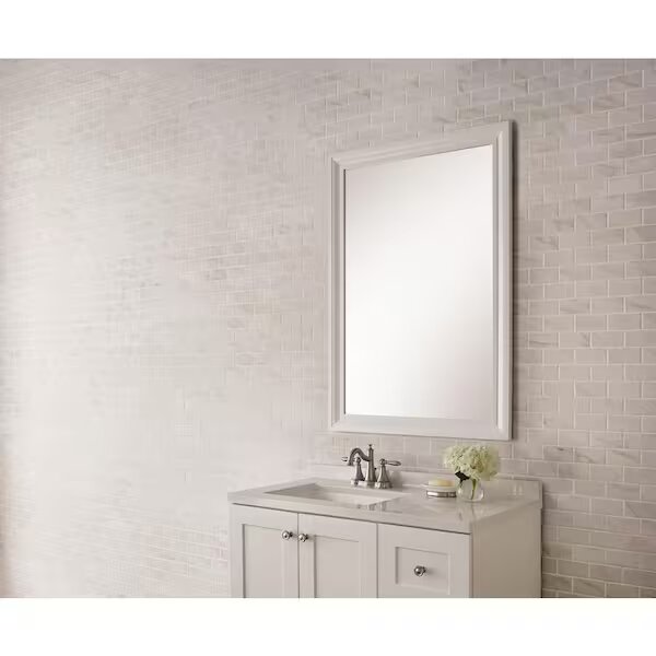 Classic Rectangle Frame Vanity Mirror in White