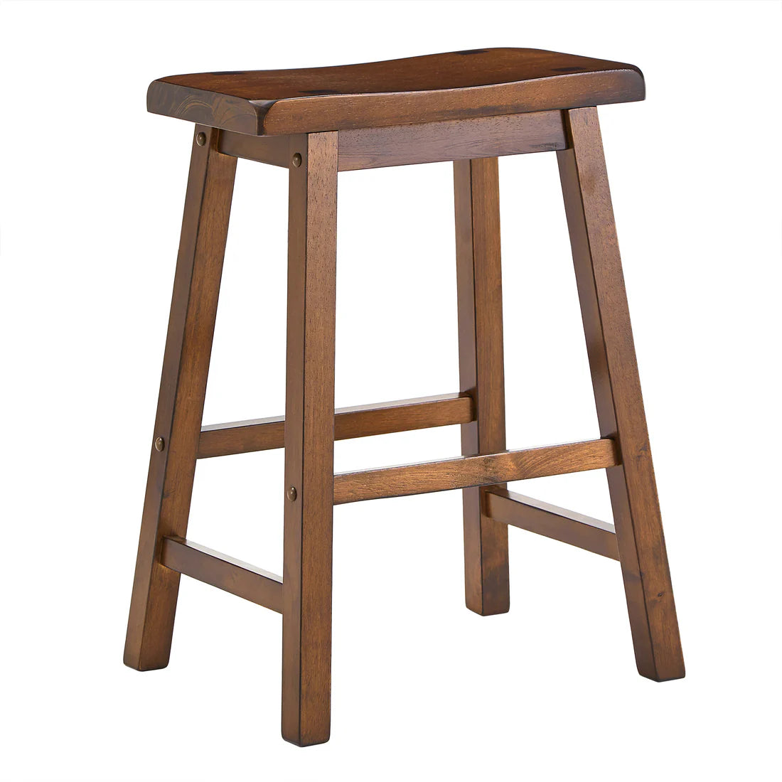 Saddle Seat Counter Height Backless Stools - Warm Cherry Finish