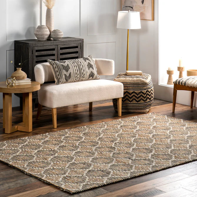Leanne Geometric Jute and Wool Area Rug 3'x5'