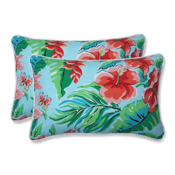 (SET OF 2) Tropical Paradise Rectangular Throw Pillows SHOWROOM ITEM