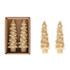 SET OF 2 Unscented Tree Shaped Eggnog Color Taper Candles (no further discounts)