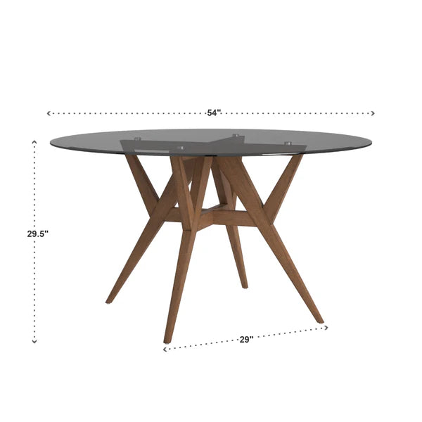 Round Walnut Dining Table - Smoked Glass Top ONLY