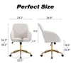 Adjustable Ergonomic Swivel Chair with Velvet Cushion and Lumbar Support, Golden Base, Beige