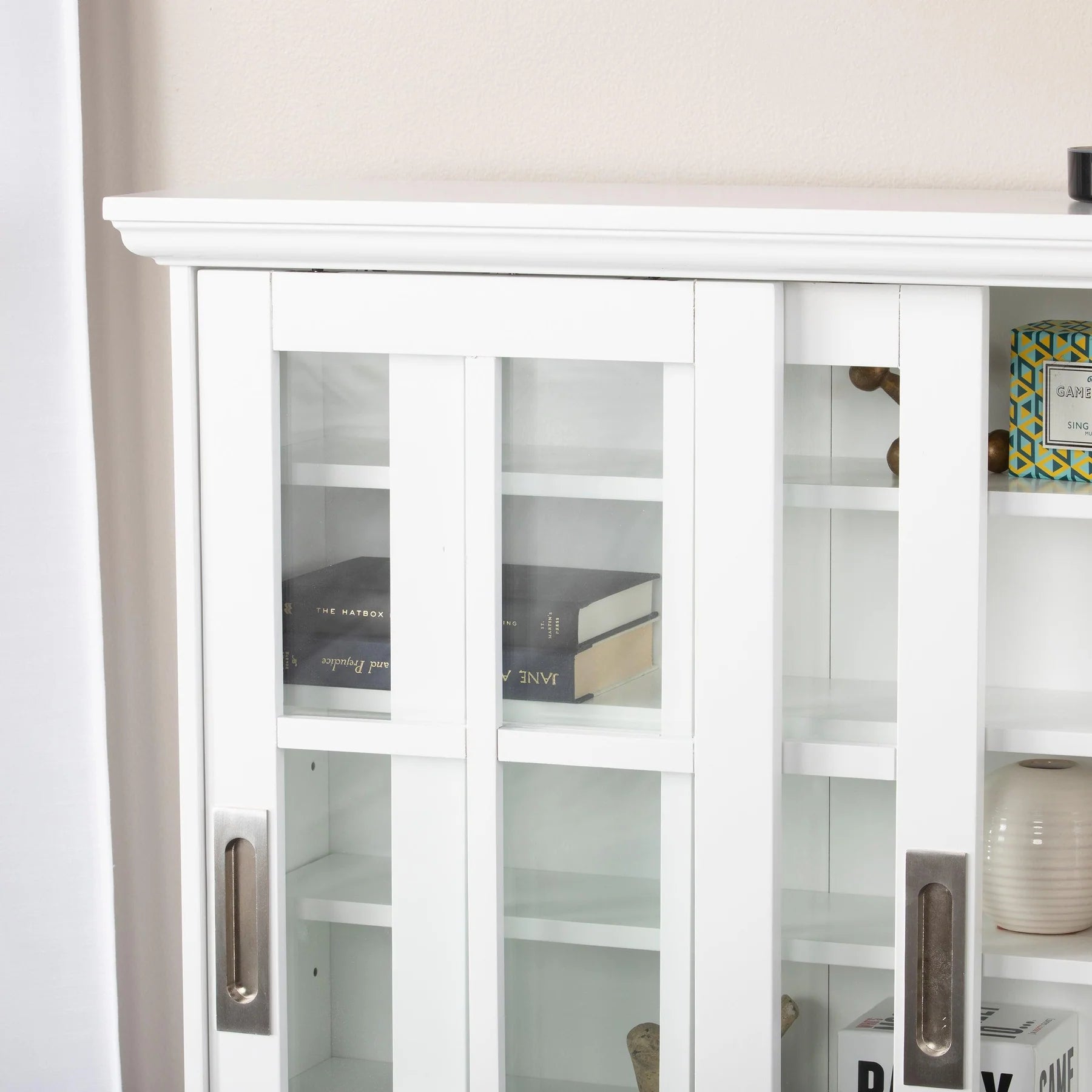 Media Cabinet W/ Sliding Doors - White