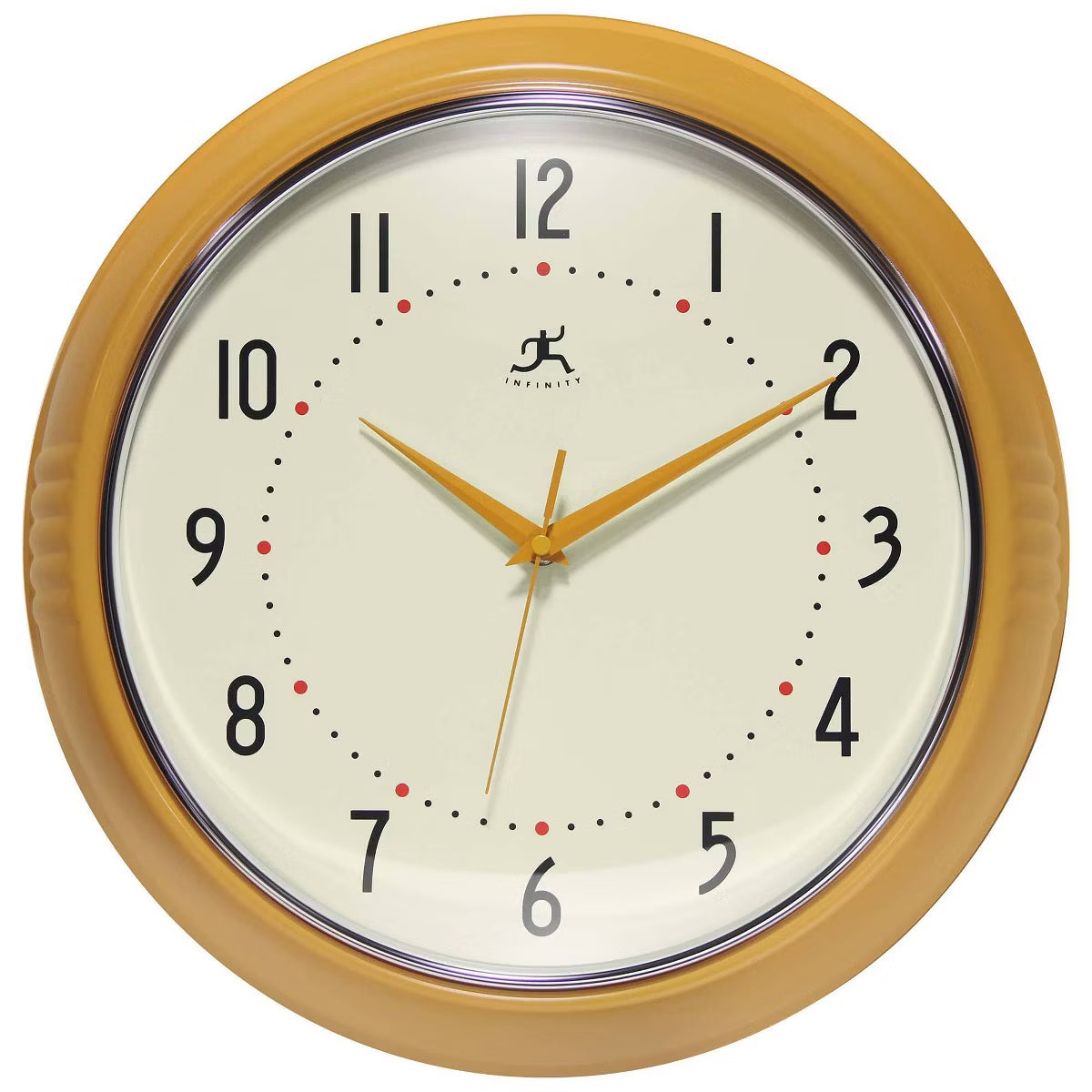 15" Retro Round Wall Clock - Yellow SHOWROOM ITEM