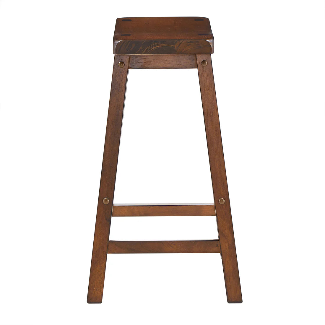 Saddle Seat Counter Height Backless Stools - Warm Cherry Finish