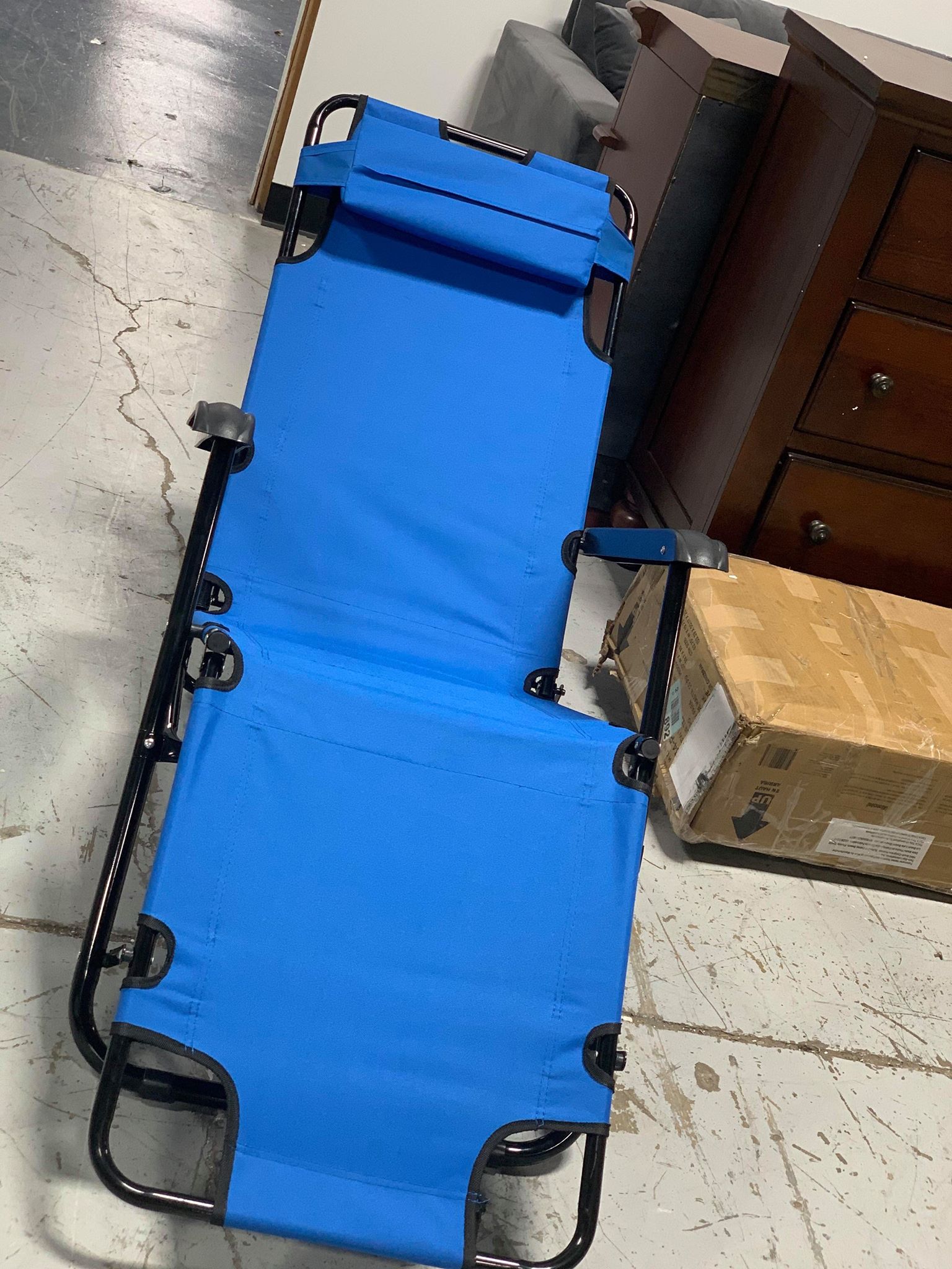 Patio Lounge Chair Folding Cot (Sea Blue) #LX679