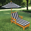 Children's Outdoor Chaise with Umbrella, Navy #HA65