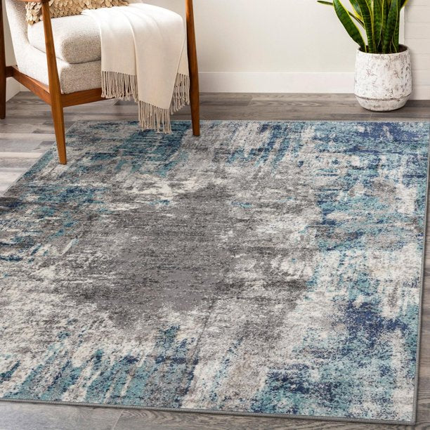 Luxe Weavers Euston Collection Abstract Area Rug Dark Blue, Light Blue 9x12