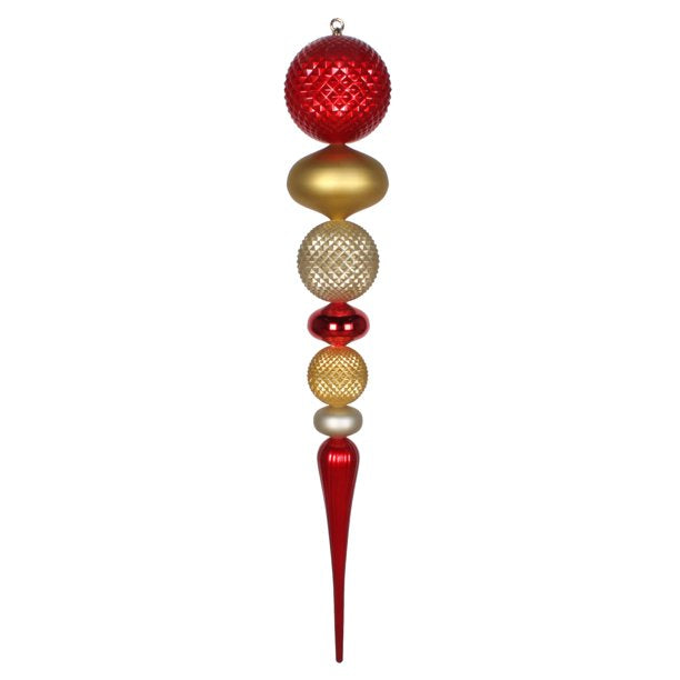 42" Red Gold Champagne Durian Finial Ornament, set of 3