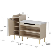 Load image into Gallery viewer, Hitow Shoe Storage Bench with Hidden Compartment, 4 Shelves Storage Cabinet
