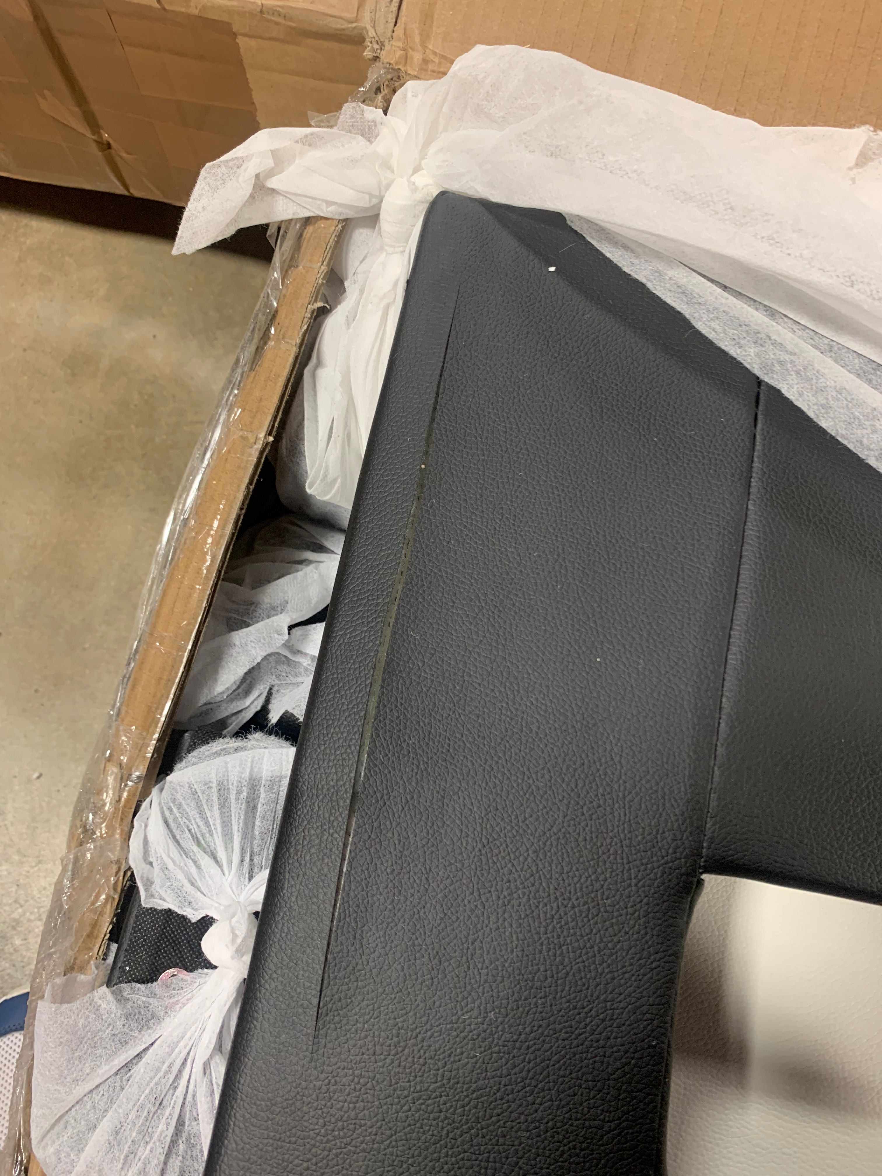 Black PU Eliason Upholstered Low Profile Platform Bed queen