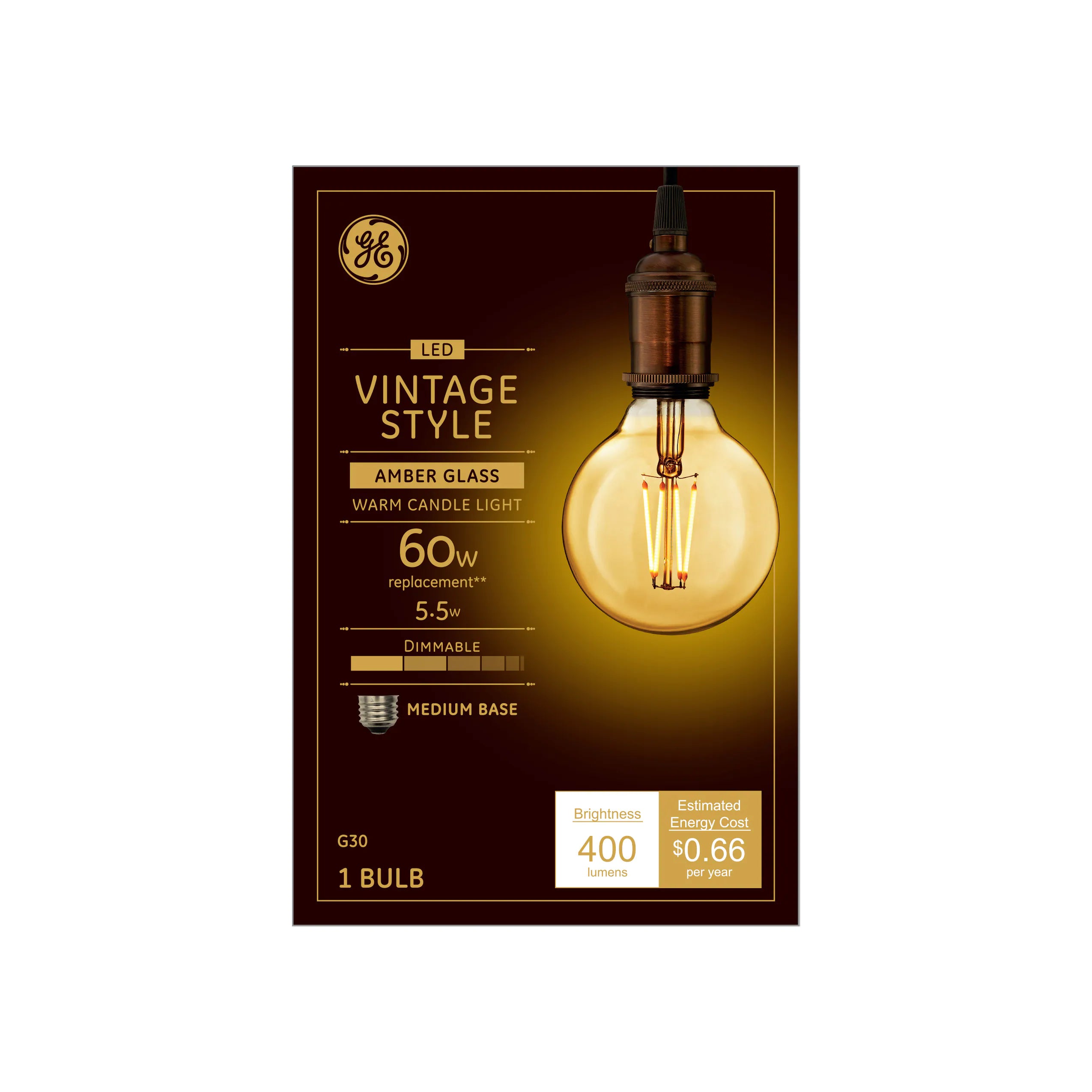 60-Watt EQ G30 Warm Candle Light Dimmable Edison Bulb Light Bulb