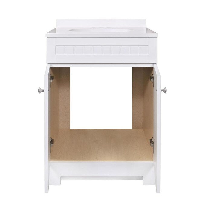 Style Selections Ellenbee 24-in White Single Sink Bathroom Vanity with White Cultured Marble Top