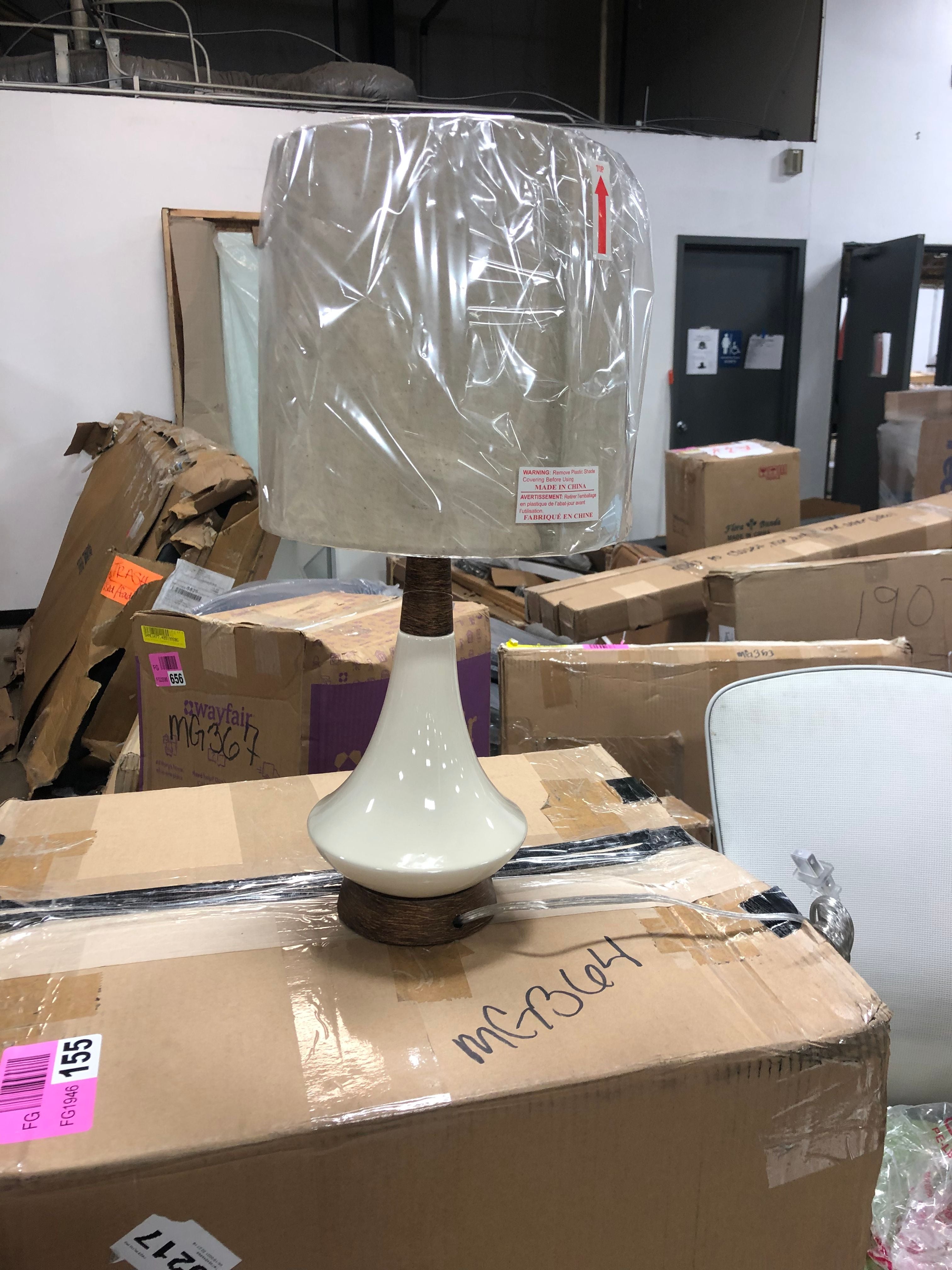 Bouton 22" Heathered Oatmeal/Brown Table Lamp MG368