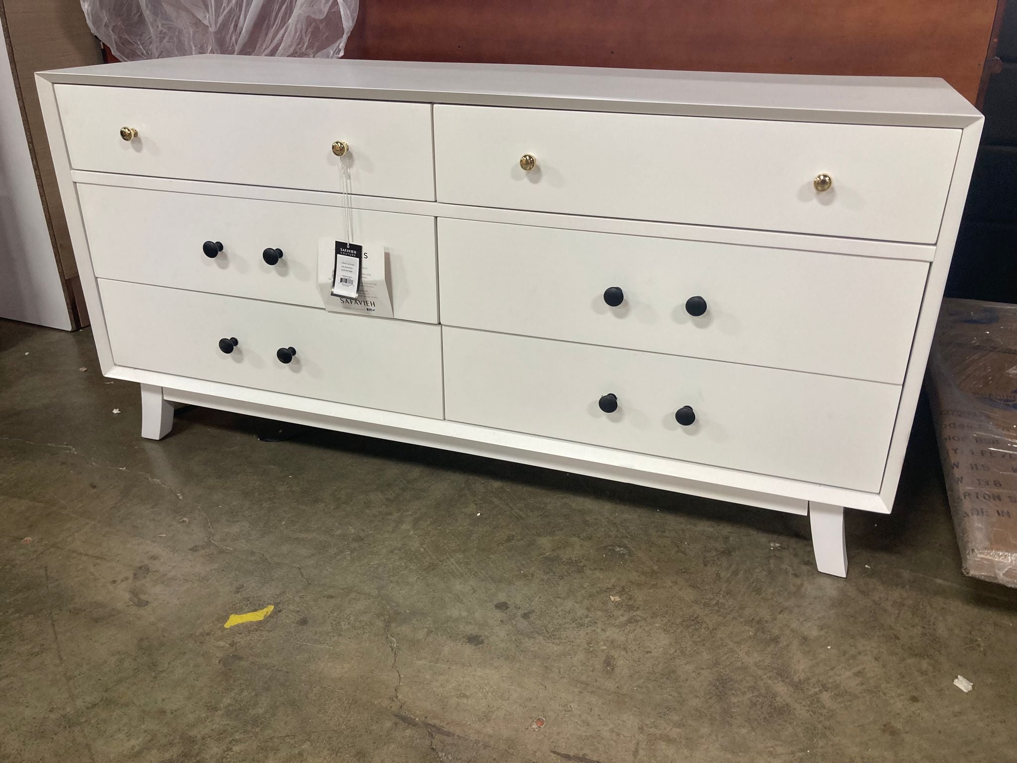 White Lyla 6 Drawer  Double Dresser OP078