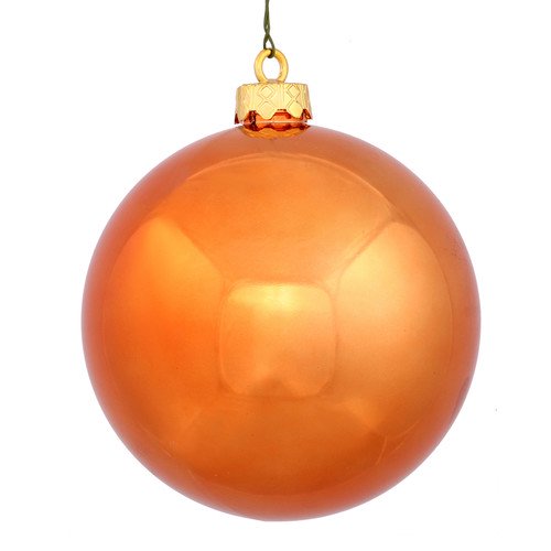 4" Wine Shiny Ball Ornaments with UV-Resistant Finish and Pre-Drilled Cap, Set of 6