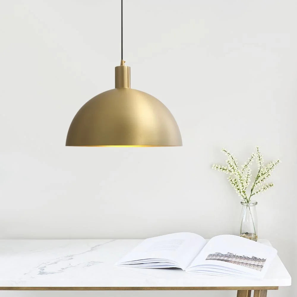 1-light Single Metal Dome Pendant - Brass