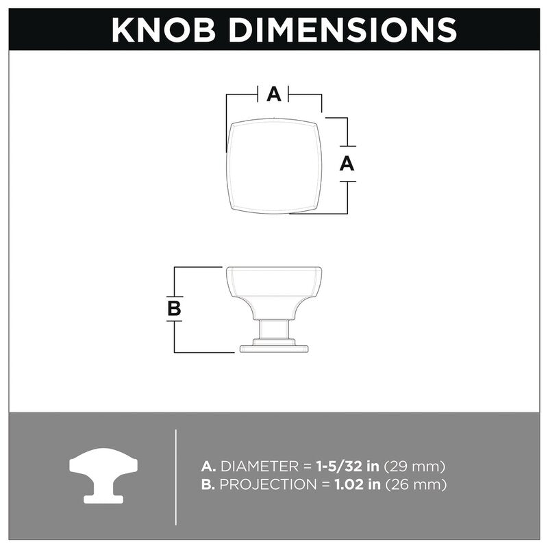 1.1457'' Square Knob (Set of 10) HB120