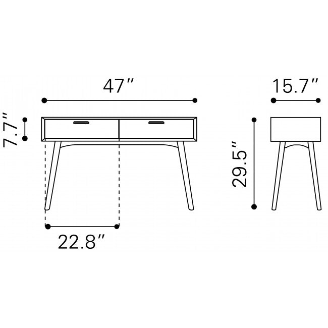 **AS IS** 47 in. Walnut Rectangle Wood Console Table LX5639