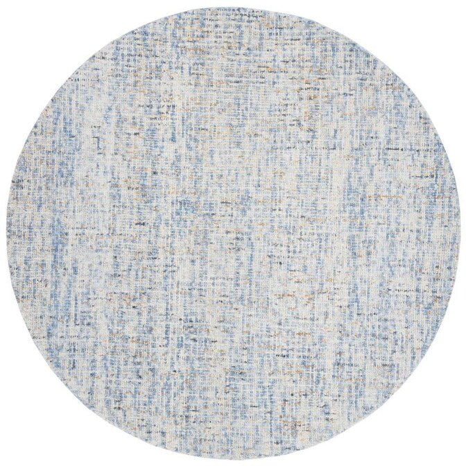 Abstract Canvas Dark Blue/Rust Round Handcrafted Area Rug - 6' x 6' Round (#K2695)
