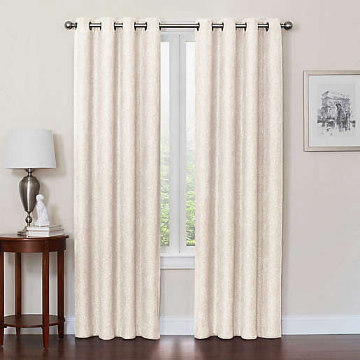 Quinn Grommet Top 100% Blackout Window Curtain Panel in Ivory, 56' x 72', (Set of 2)